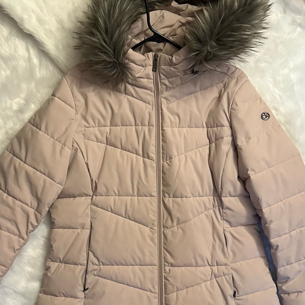Calvin Klein Women's Stretch Faux-Fur-Trim Hooded Puffer Coat